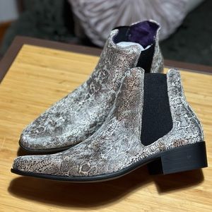 Snakeskin Printed Velvet Chelsea Boot